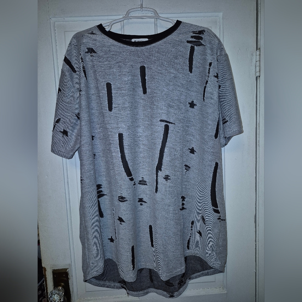 Nwot KLIEGOU Mens Hipster Hip Hop Round Hemline Hole T Shirt 3xl UK